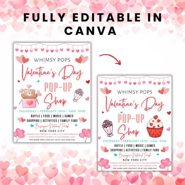Valentine Pop Up Shop Flyer Valentine Event Flyer - Image 3