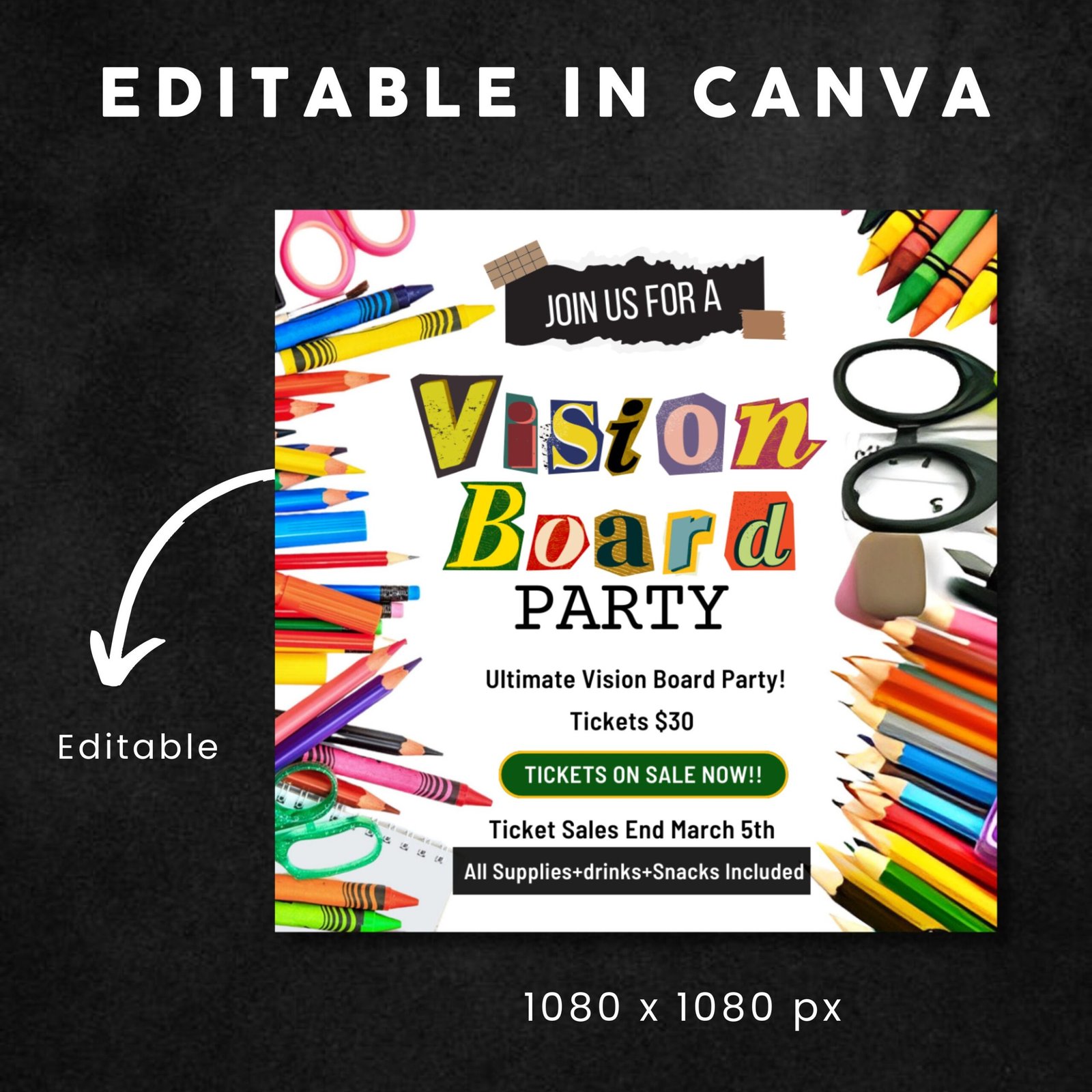 Vision Board Flyer Vision Board Party Flyer Manifesting - Image 3