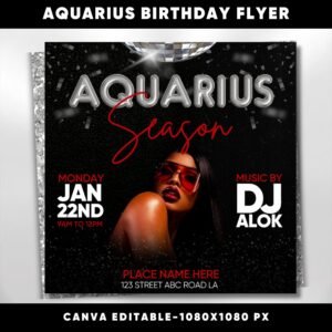 Aquarius Birthday Flyer Aquarius Bash Flyer Birthday flyer