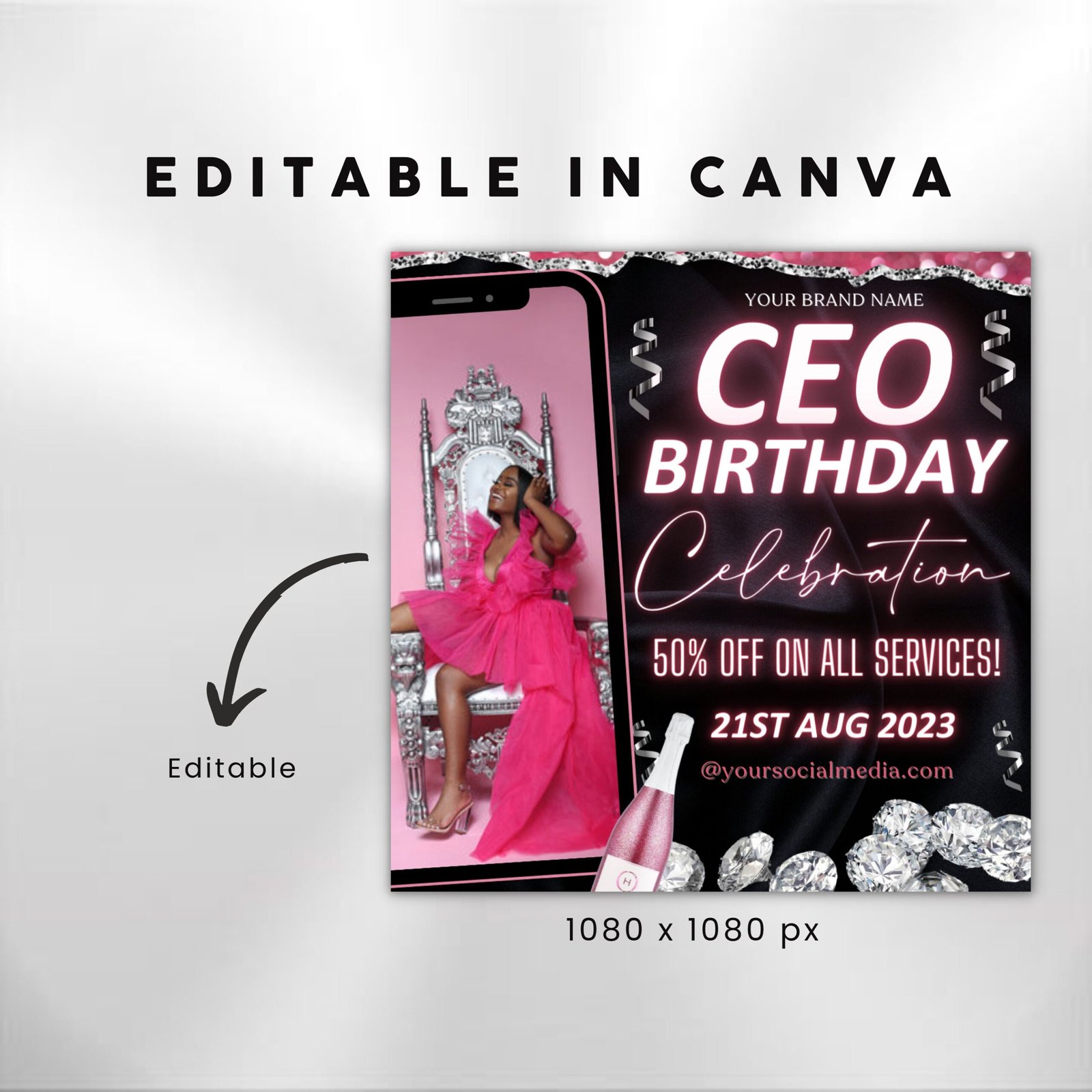 Ceo Birthday Flyer DIY Flyer Template Design Celebration - Image 3