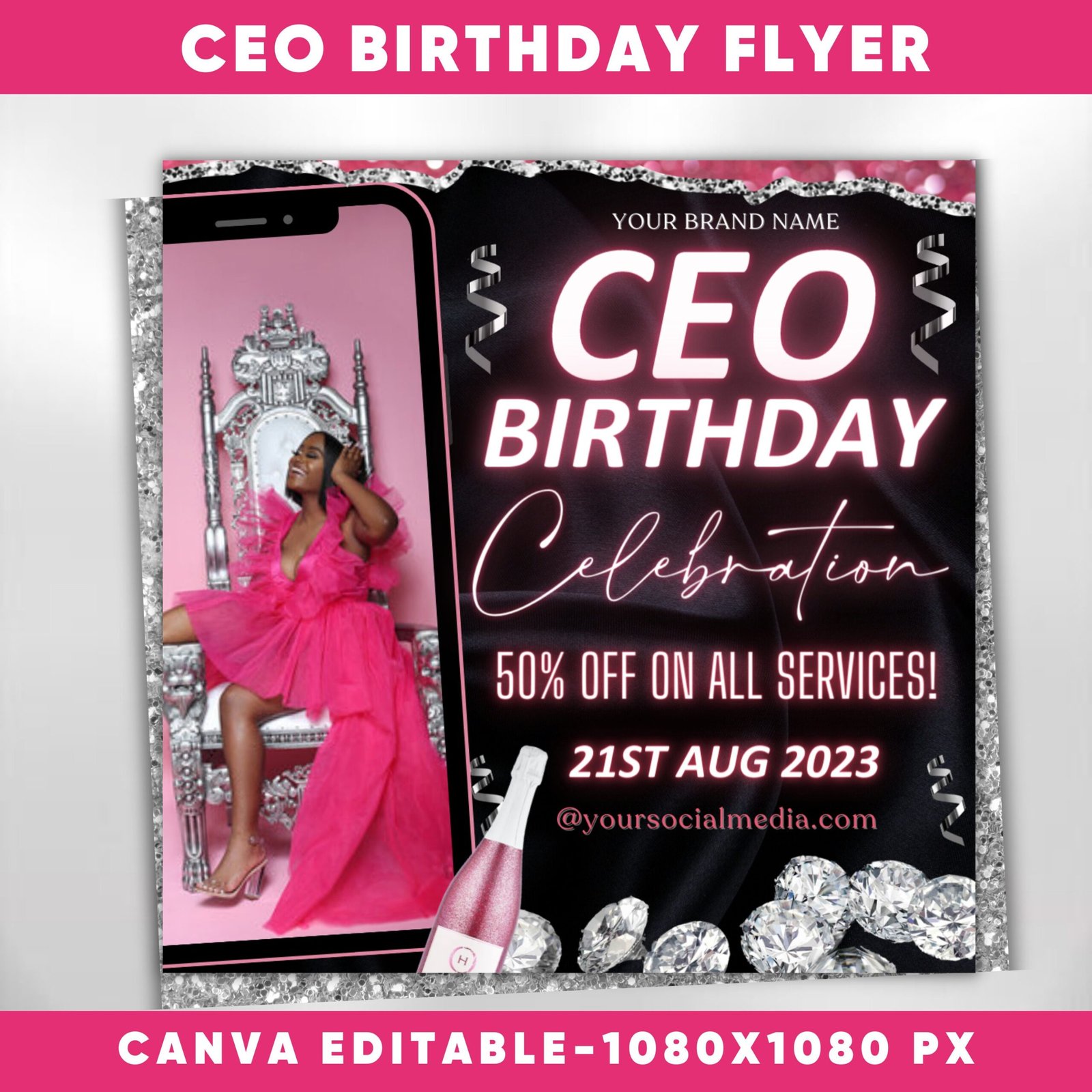 Ceo Birthday Flyer DIY Flyer Template Design Celebration