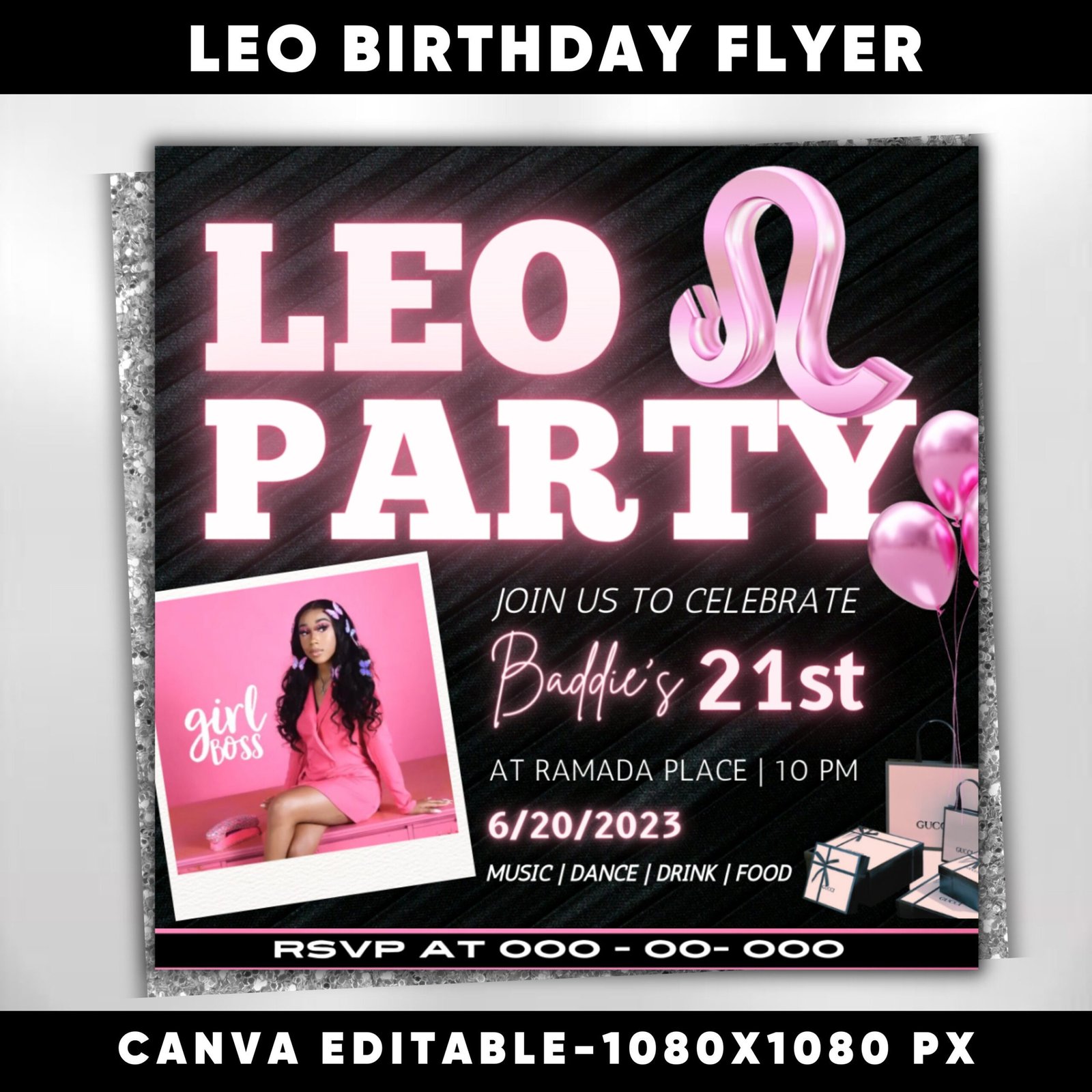 Leo Birthday Flyer Birthday Template Birthday Girl Party