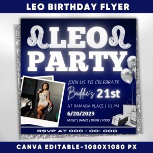 Leo Birthday Flyer Birthday Template Birthday Girl Party