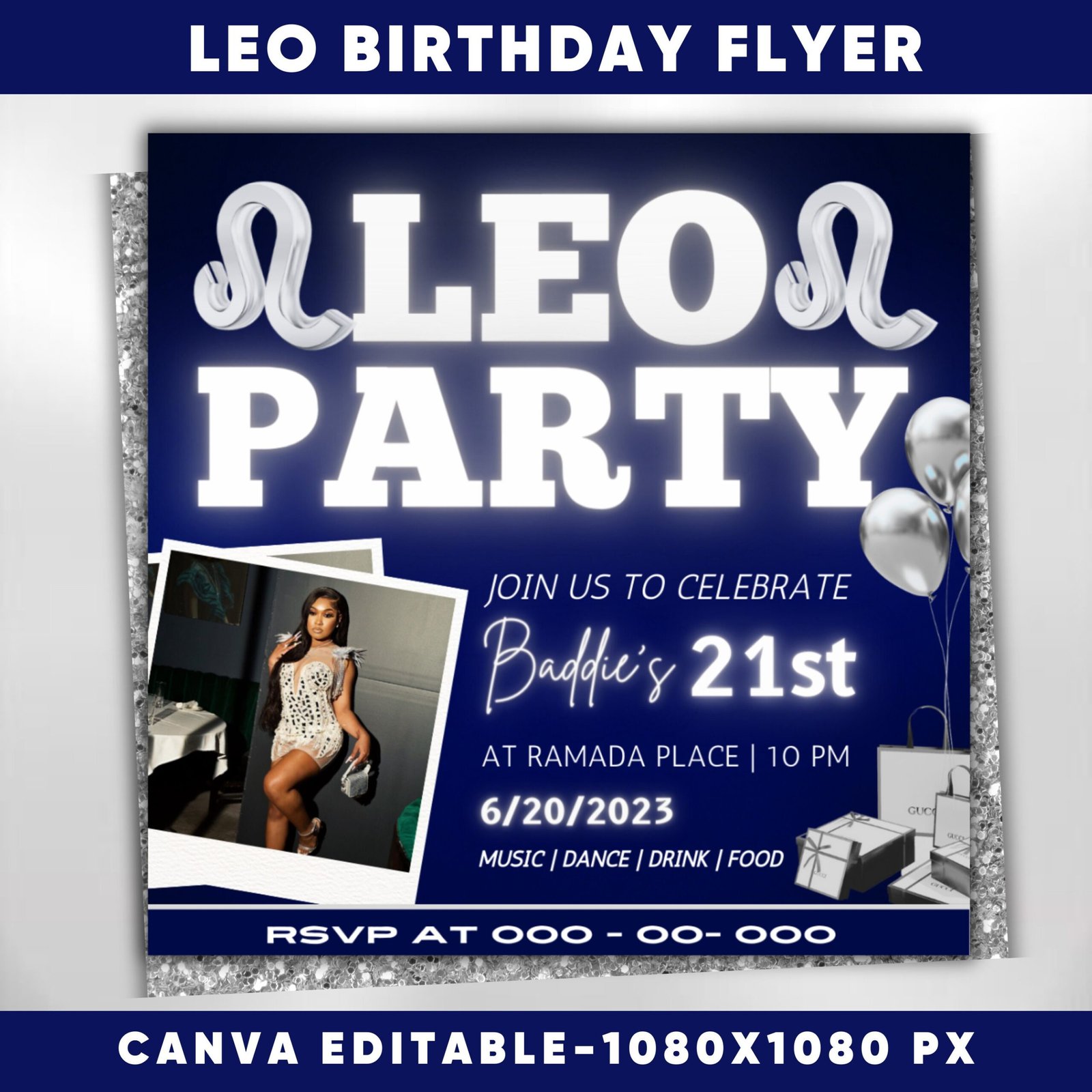 Leo Birthday Flyer Birthday Template Birthday Girl Party