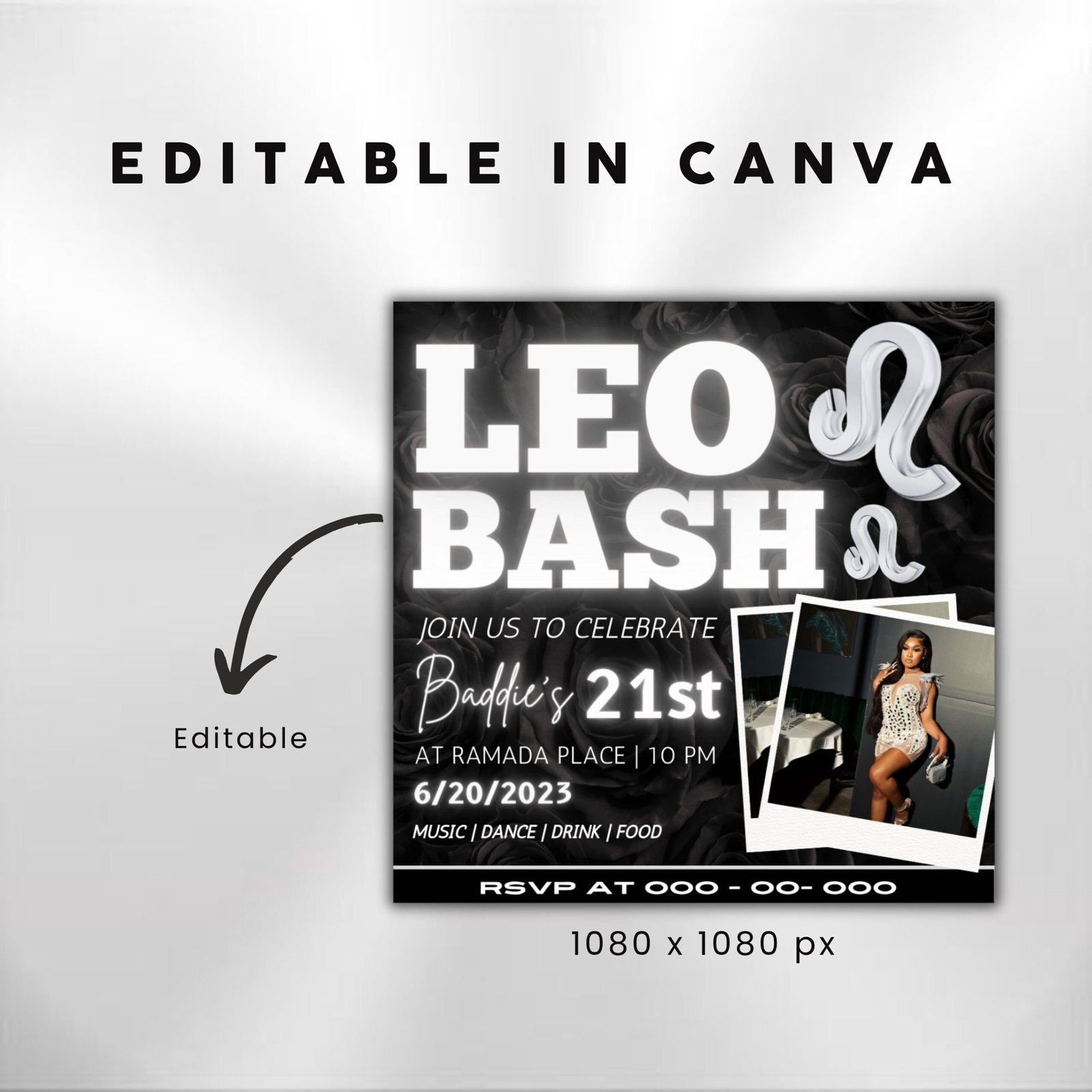 Leo Birthday Flyer Birthday Template Birthday Girl Party - Image 3