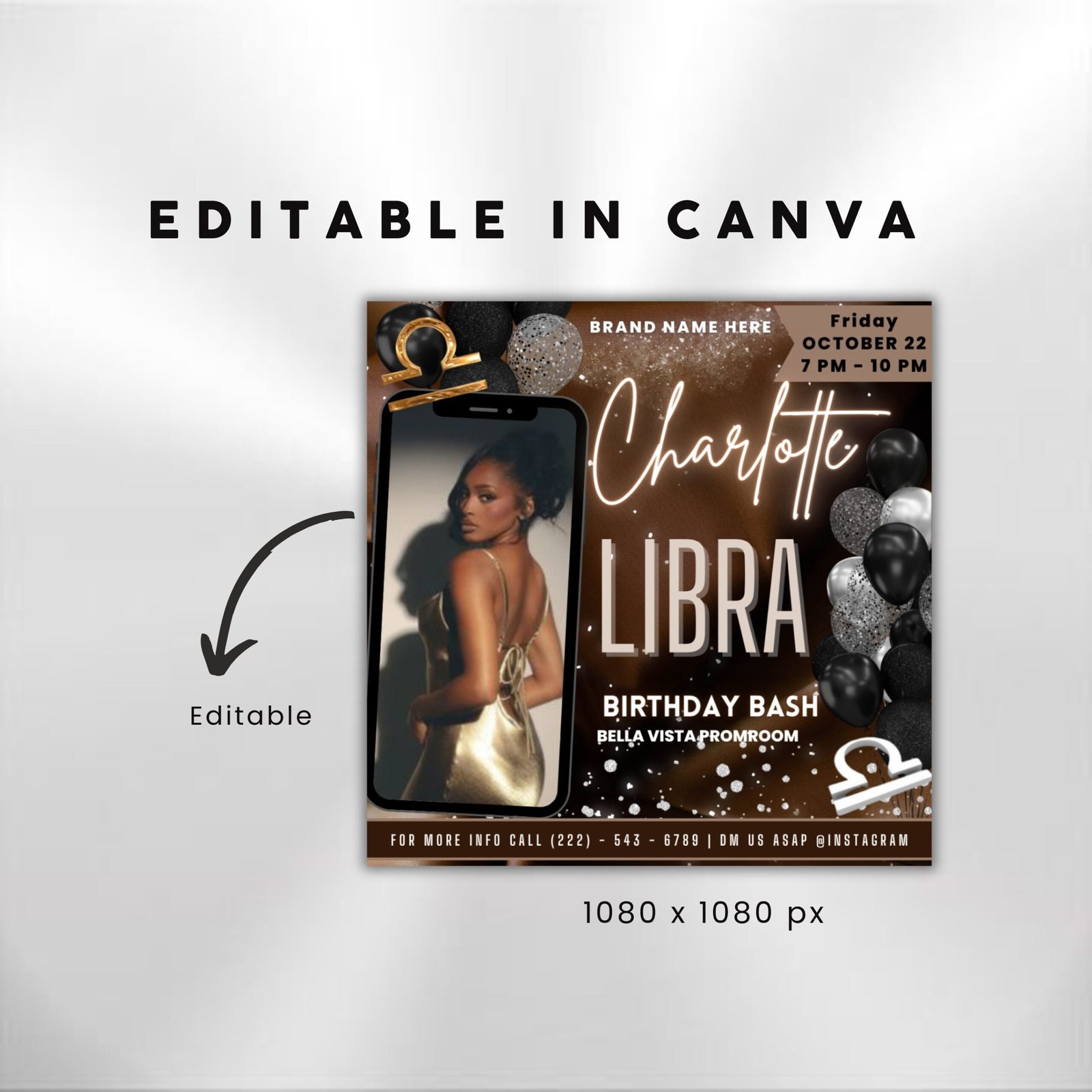 Editable Libra Birthday Flyer Birthday Template Birthday Girl - Image 3