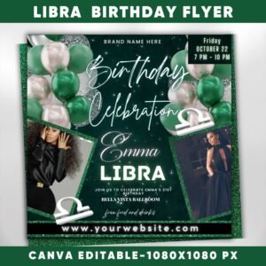 Libra Birthday Flyer Birthday Template Birthday Girl Party