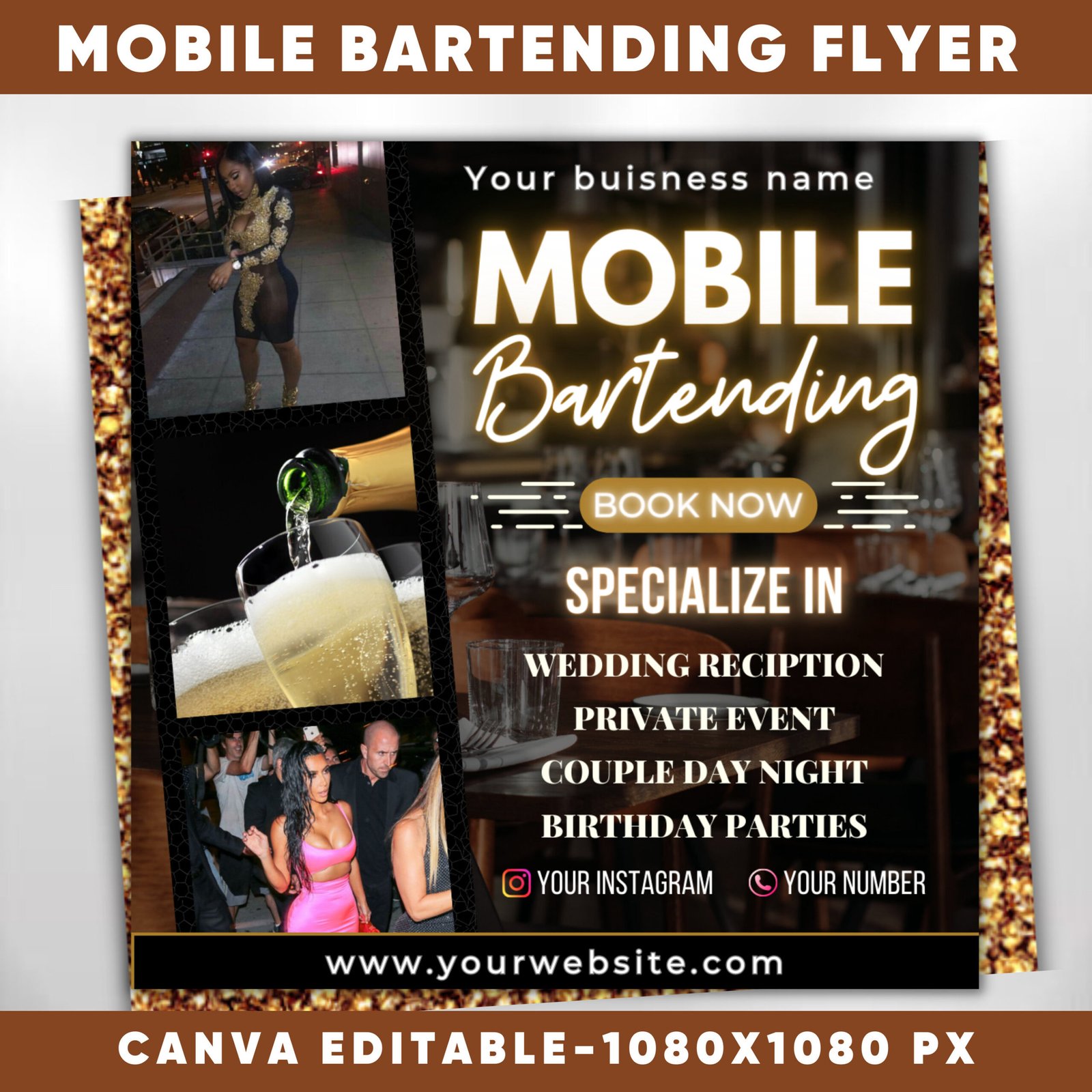 Mobile Bartending Flyer DIY Flyer Template Design Bar