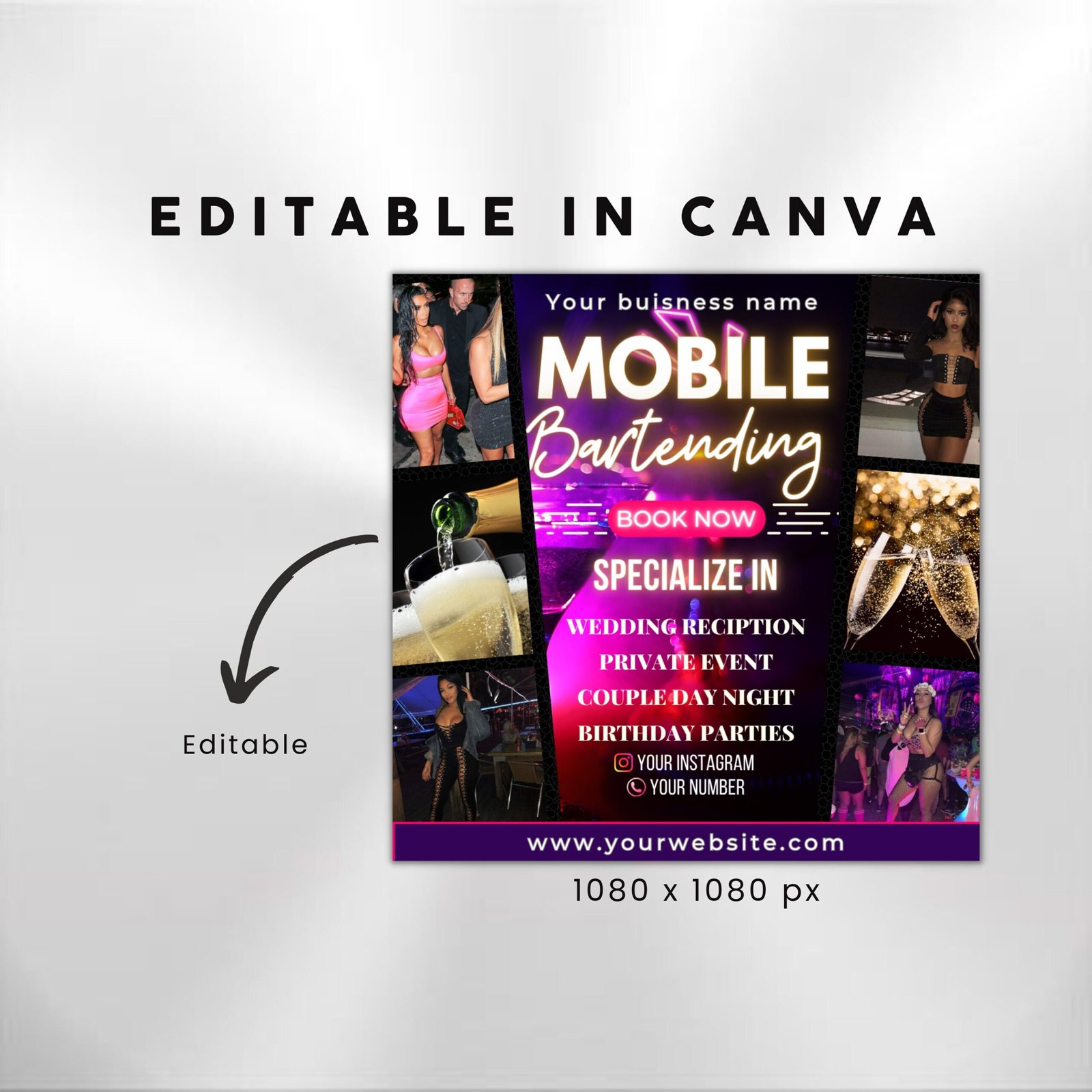 Mobile Bartending Flyer DIY Flyer Template Design Bar - Image 3