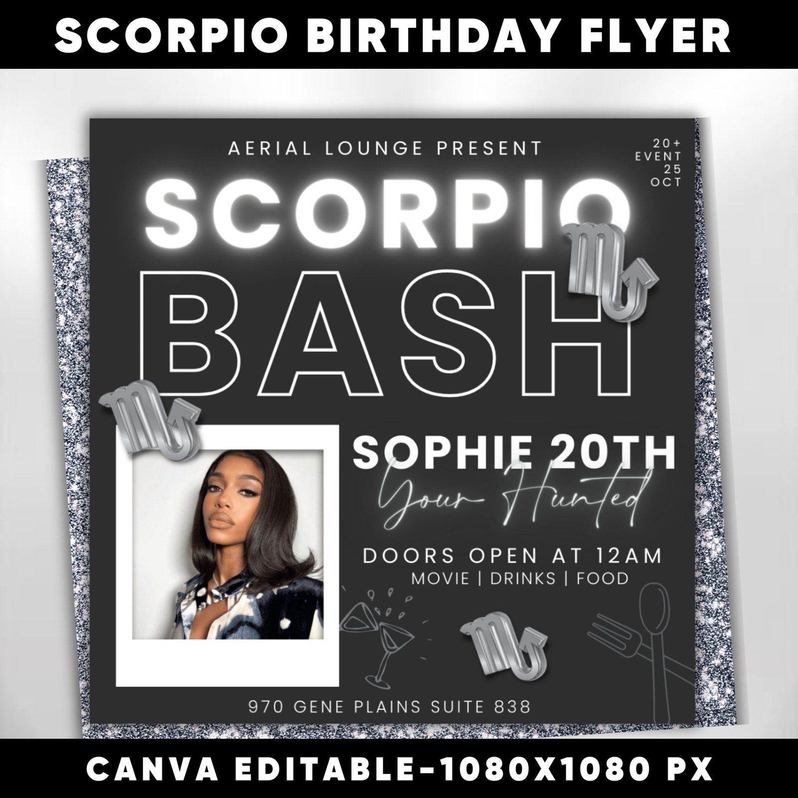 Scorpio Birthday Flyer Birthday Template Birthday Girl Party