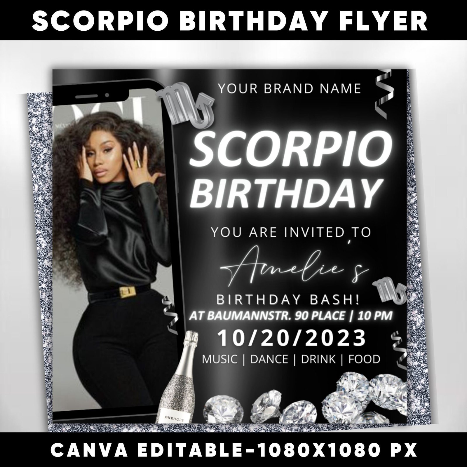 Scorpio Birthday Flyer Birthday Template Birthday Girl Party