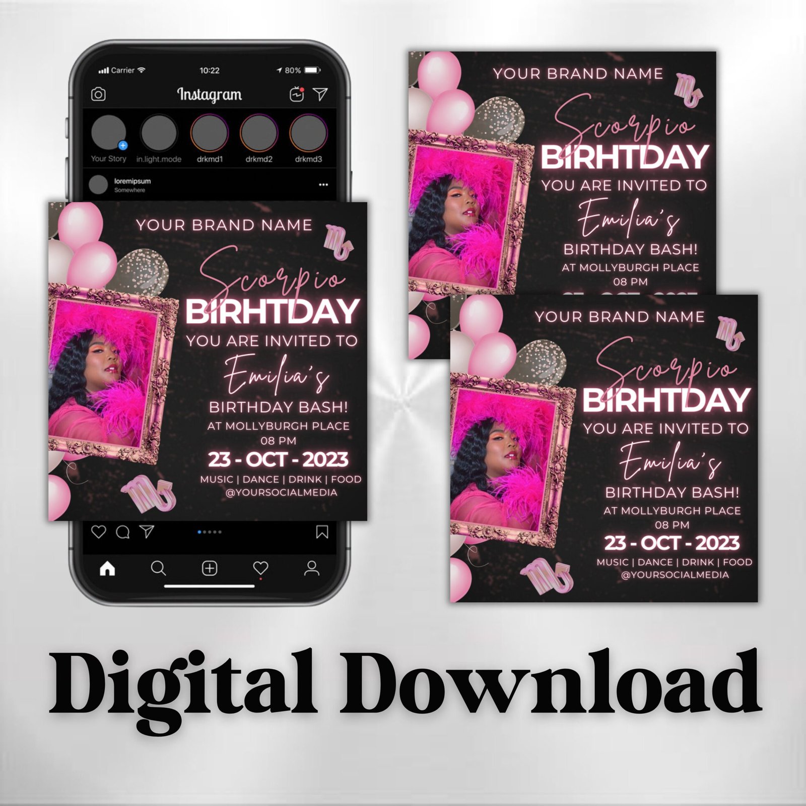 Editable Scorpio Birthday Flyer Scorpio Invitation Scorpio Flyer - Image 2