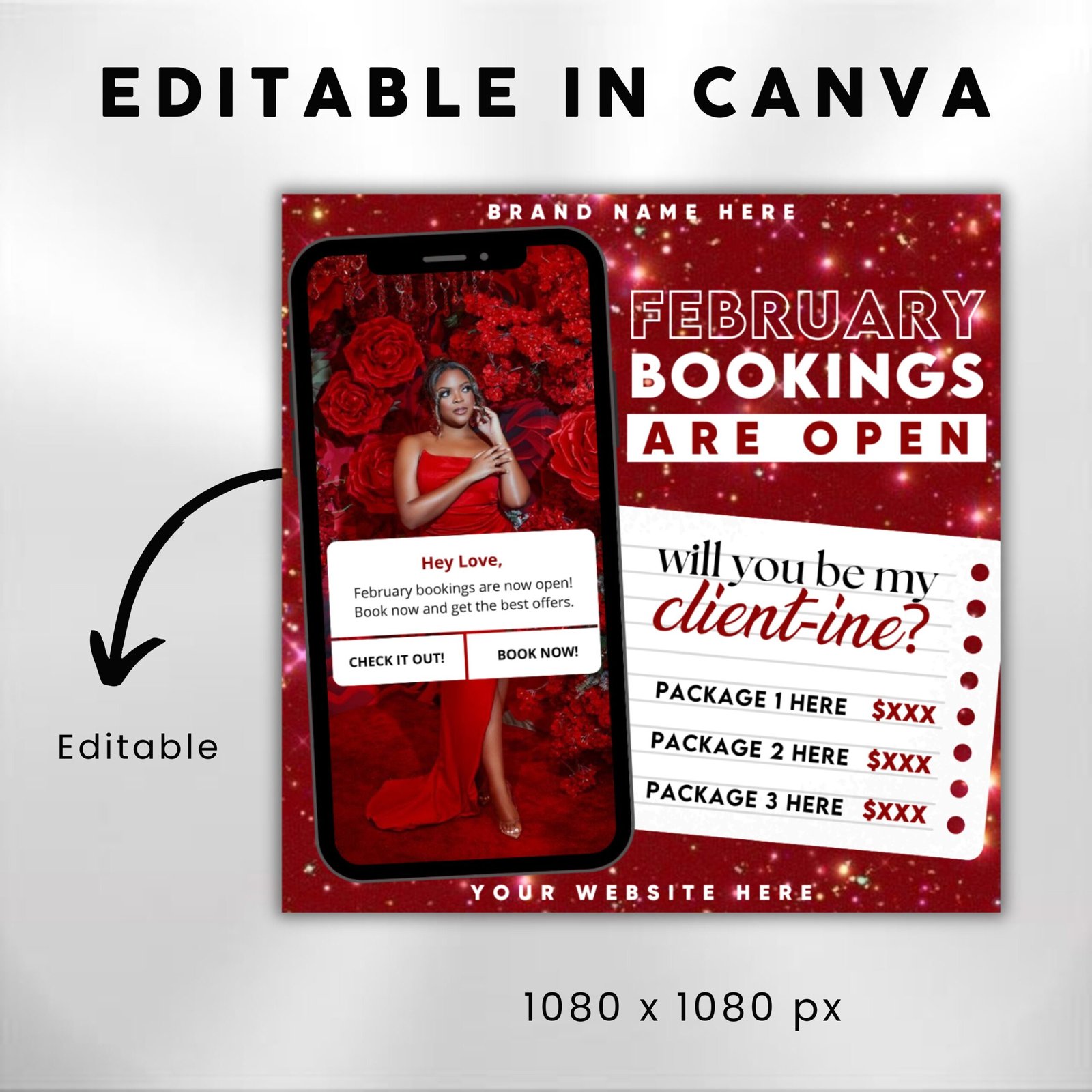 February Booking Flyer Valentines Day Hair Flyer Valentines - Image 3