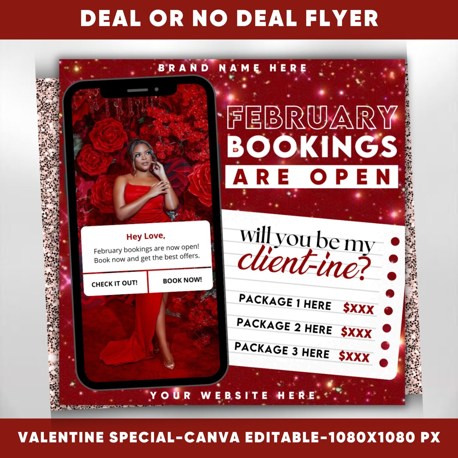 February Booking Flyer Valentines Day Hair Flyer Valentines