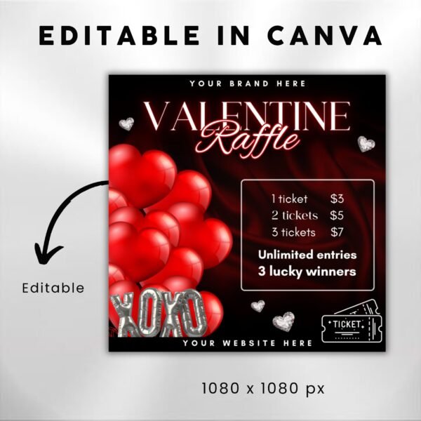 Raffle Flyer For Valentines Day DIY Flyer Template - Image 3