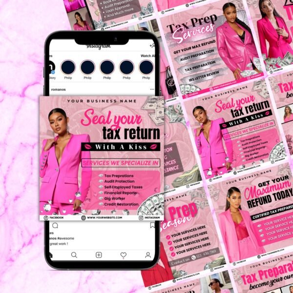 10 Valentines Tax Preparation Flyer Bundle February Tax - Image 2