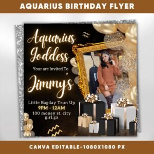 Aquarius Birthday Flyer Aquarius Bash Flyer Birthday flyer