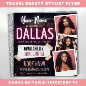 Travel Beauty Stylist Flyer Traveling Business Flyer DIY