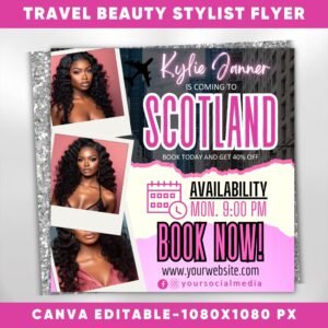 Traveling Beauty Stylist Flyer DIY Book Now Appointments