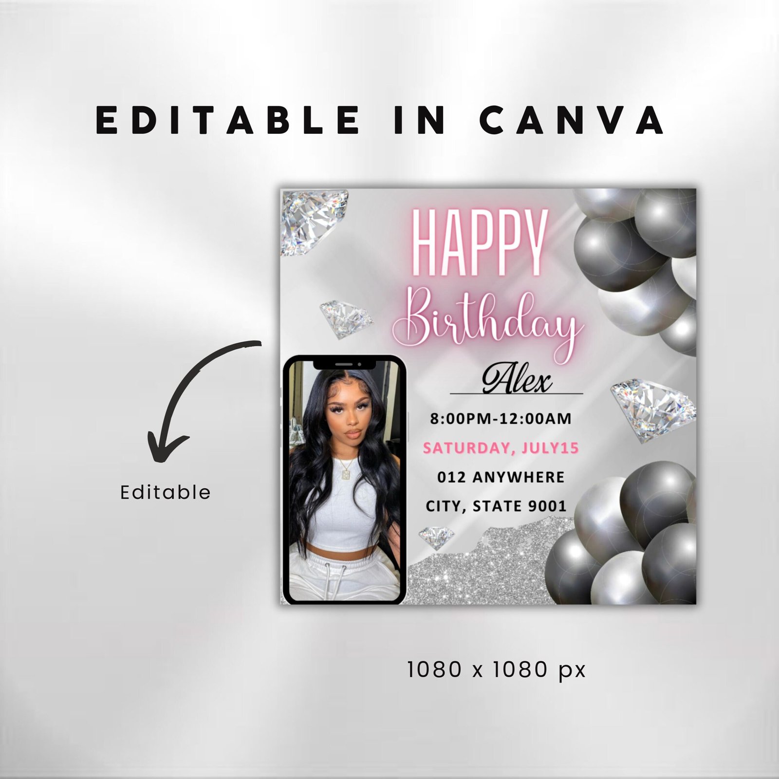 Happy Birthday Flyer Editable Birthday Flyer Birthday Girl - Image 3