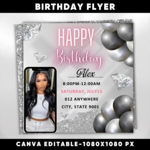 Happy Birthday Flyer Editable Birthday Flyer Birthday Girl