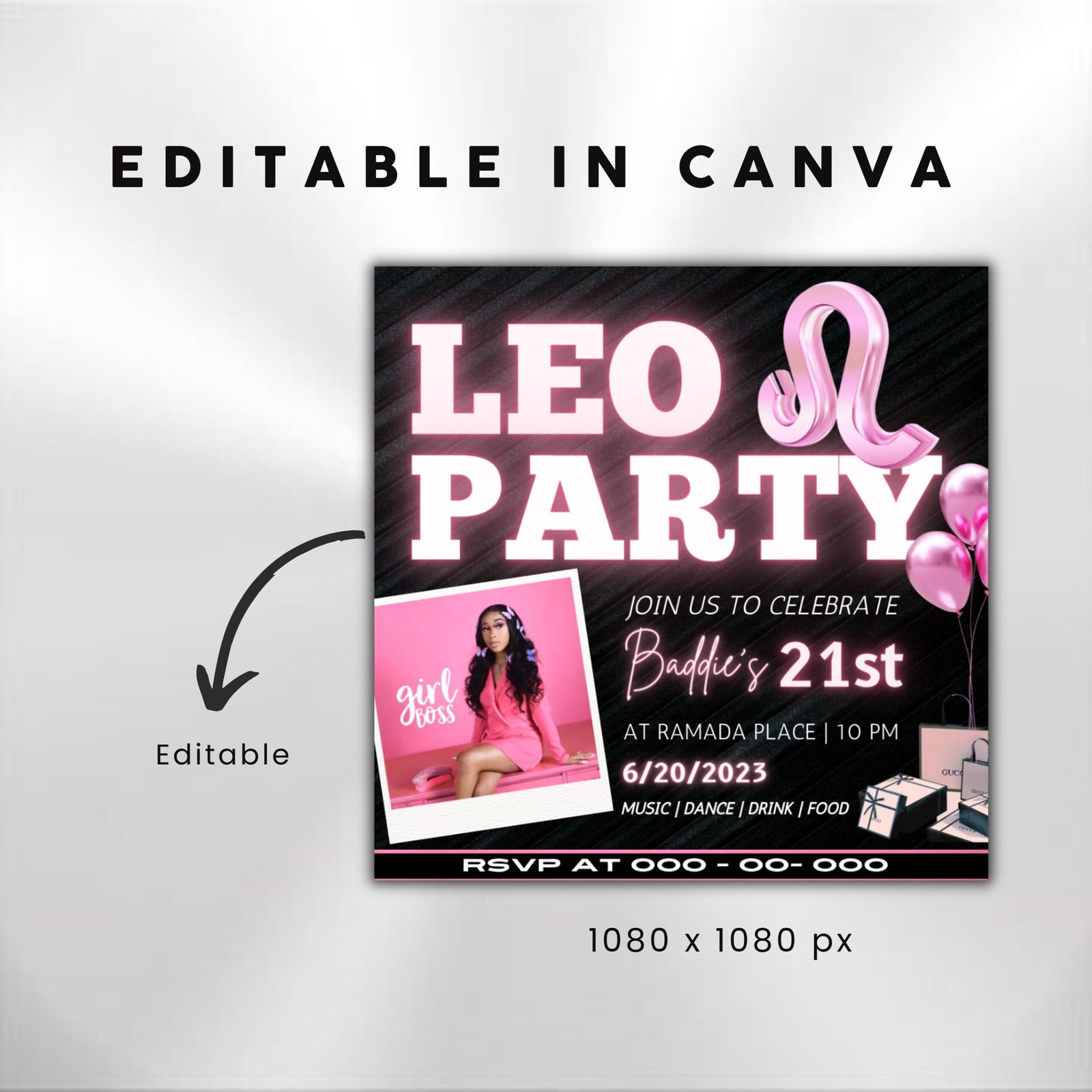 Leo Birthday Flyer Birthday Template Birthday Girl Party - Image 3