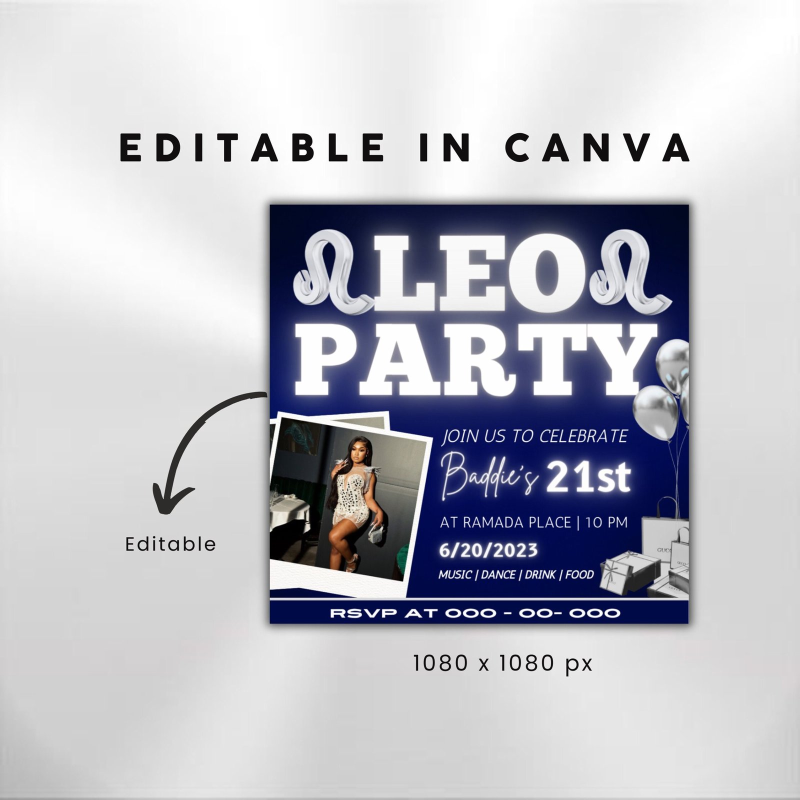 Leo Birthday Flyer Birthday Template Birthday Girl Party - Image 3