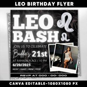 Leo Birthday Flyer Birthday Template Birthday Girl Party