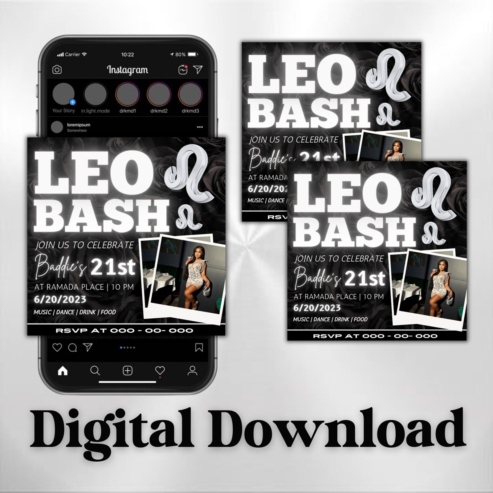 Leo Birthday Flyer Birthday Template Birthday Girl Party - Image 2