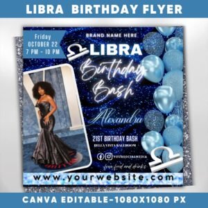 Libra Birthday Flyer Birthday Template Birthday Girl Party
