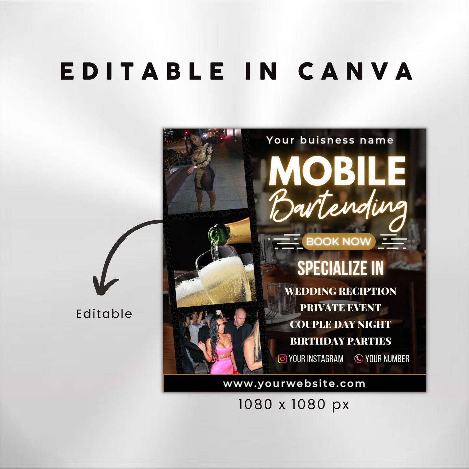 Mobile Bartending Flyer DIY Flyer Template Design Bar - Image 3