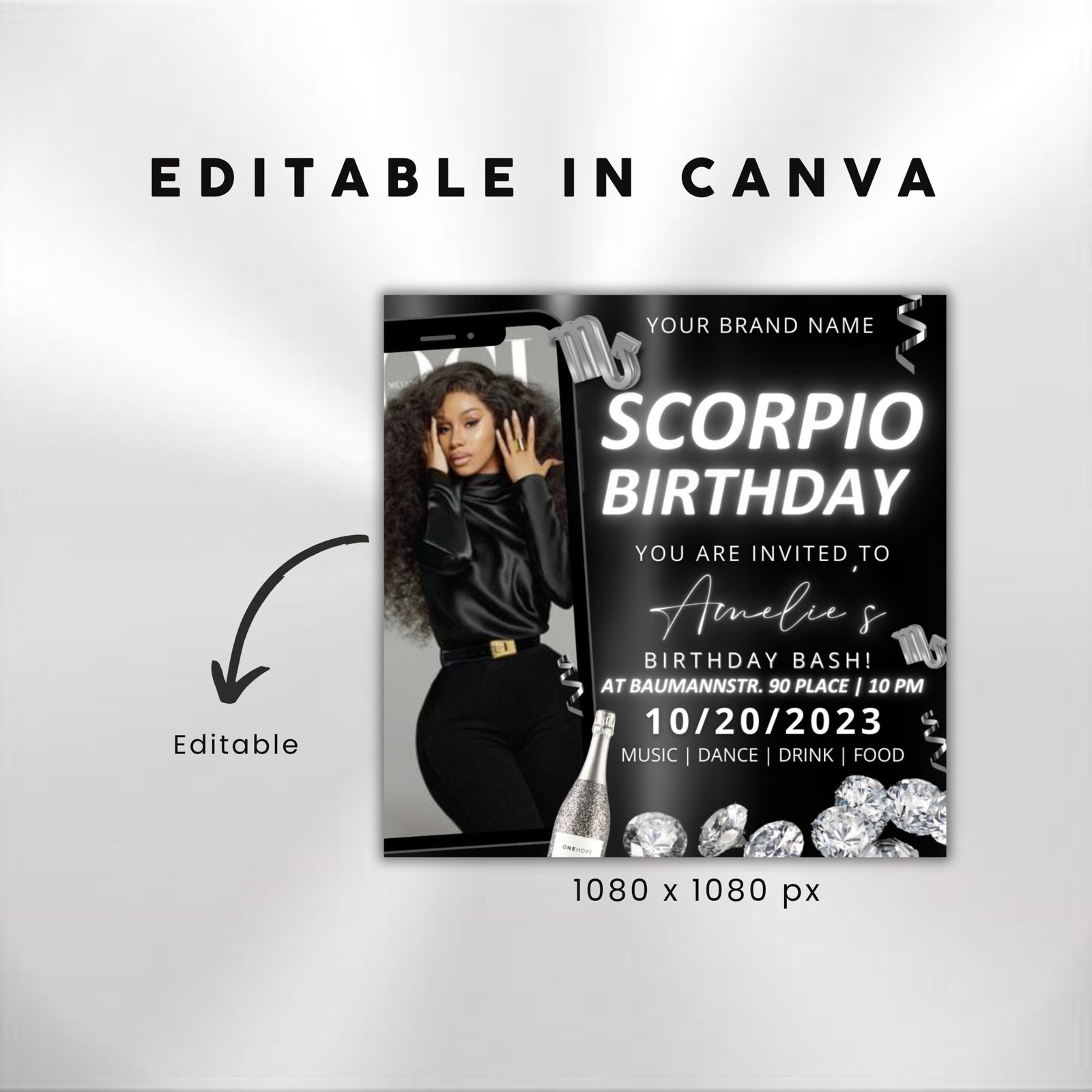Scorpio Birthday Flyer Birthday Template Birthday Girl Party - Image 3