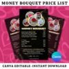 Money Bouquet Price List DIY Flyer Template Design