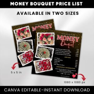 Money Bouquet Price List DIY Flyer Template Design