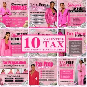 10 Valentines Tax Preparation Flyer Bundle February Tax