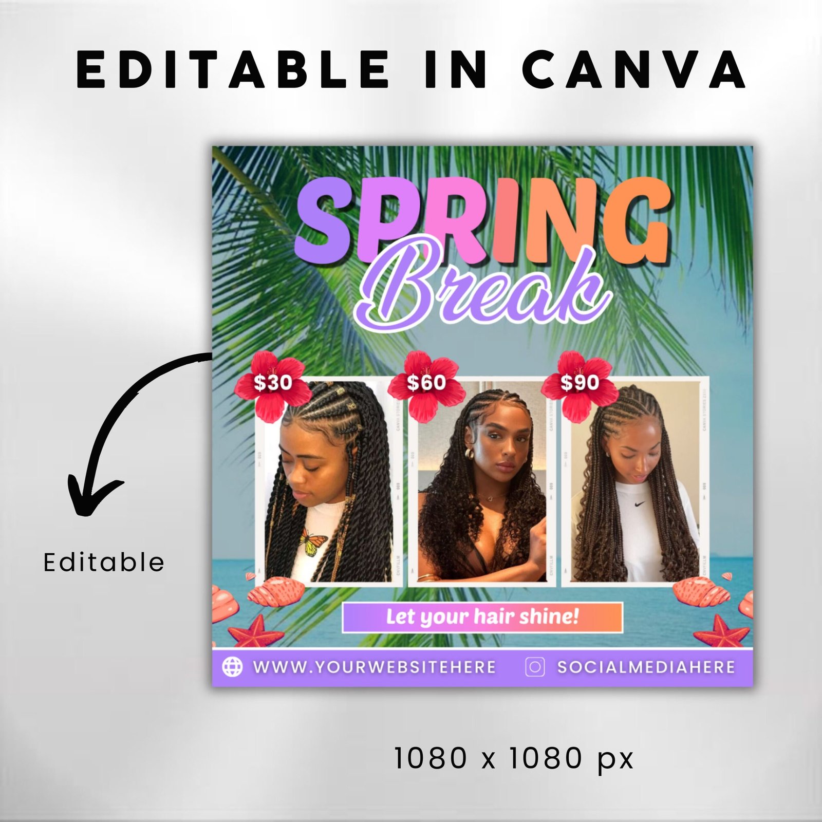 Spring break Hair Flyer Hairstylist flyer Book Now - Image 3