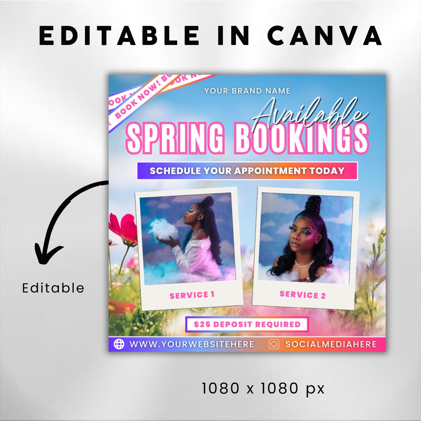 Spring break Hair Flyer Hairstylist flyer Book Now - Image 3