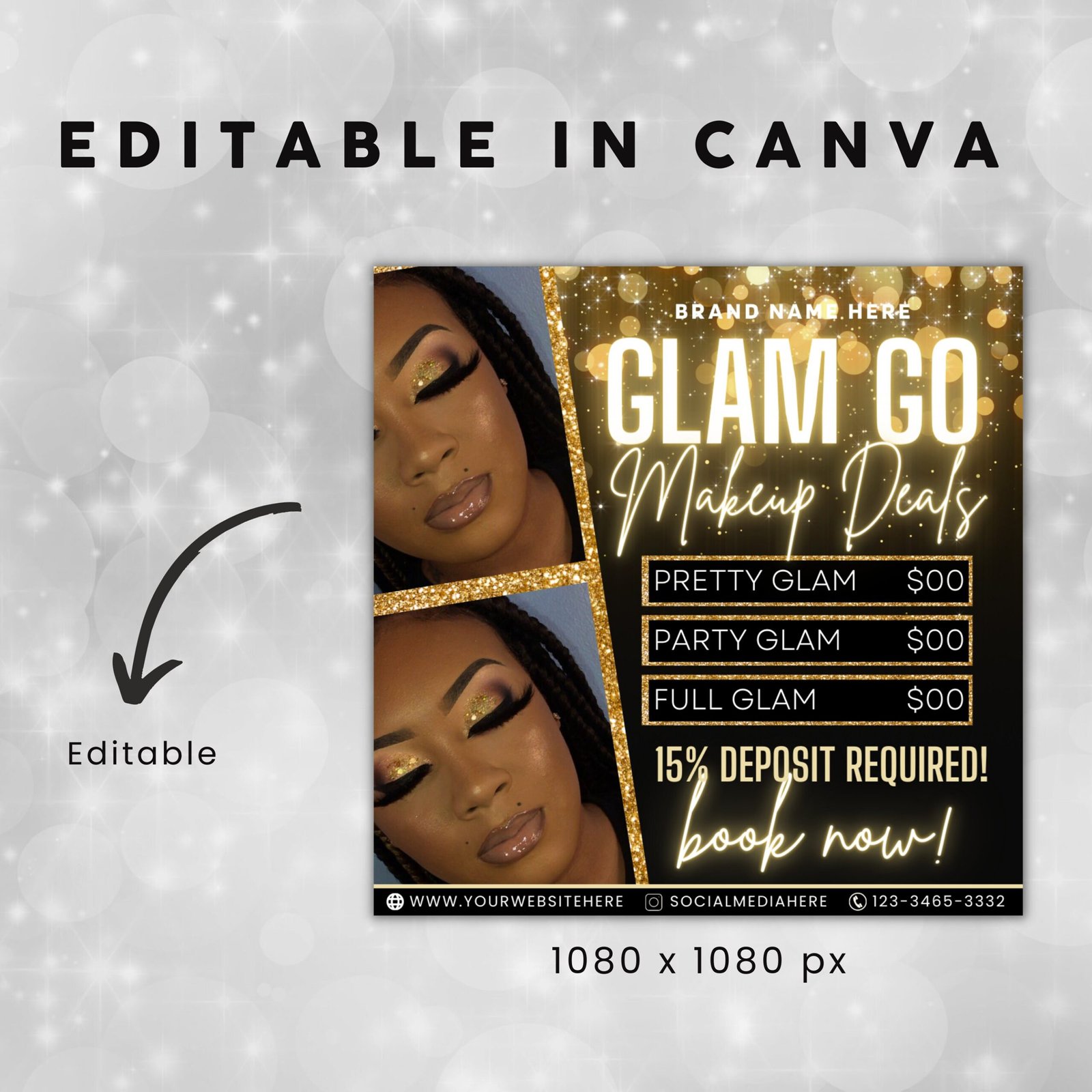Editable Glam Go Makeup Special Deals Template Custom - Image 3