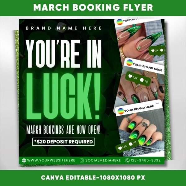 March Booking Flyer St.Patricks Day March Flyer March