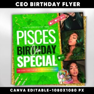 Ceo Birthday Flyer Birthday Sale Flyer Pisces Birthday
