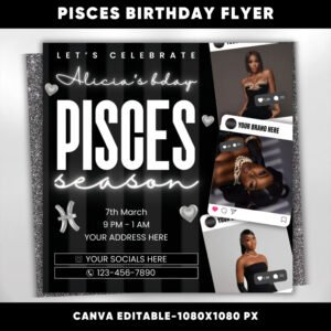 Pisces Birthday Flyer Pisces Flyer Birthday flyer Pisces