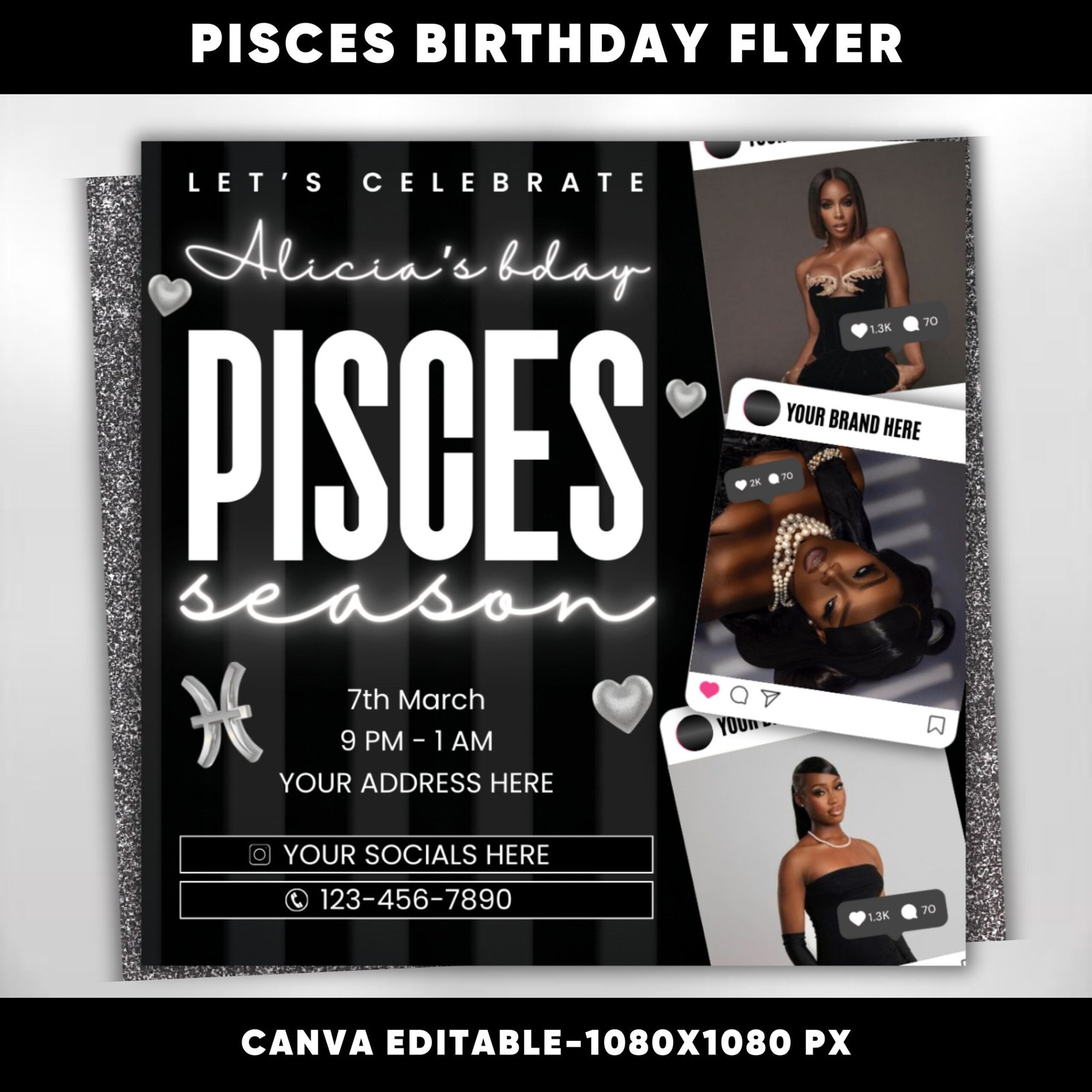 Pisces Birthday Flyer Pisces Flyer Birthday flyer Pisces