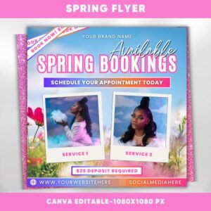 Spring break Hair Flyer Hairstylist flyer Book Now