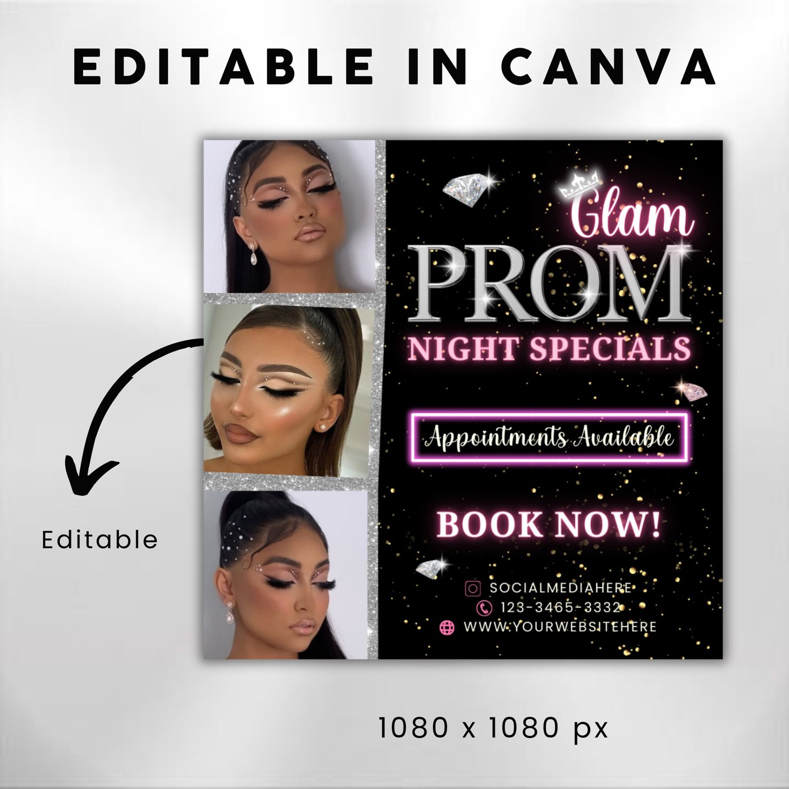 Prom Night Glam Flyer Prom Flyer DIY Flyer - Image 3