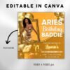Aries Birthday Flyer Birthday Flyer Templates Girl Birthday - Image 3