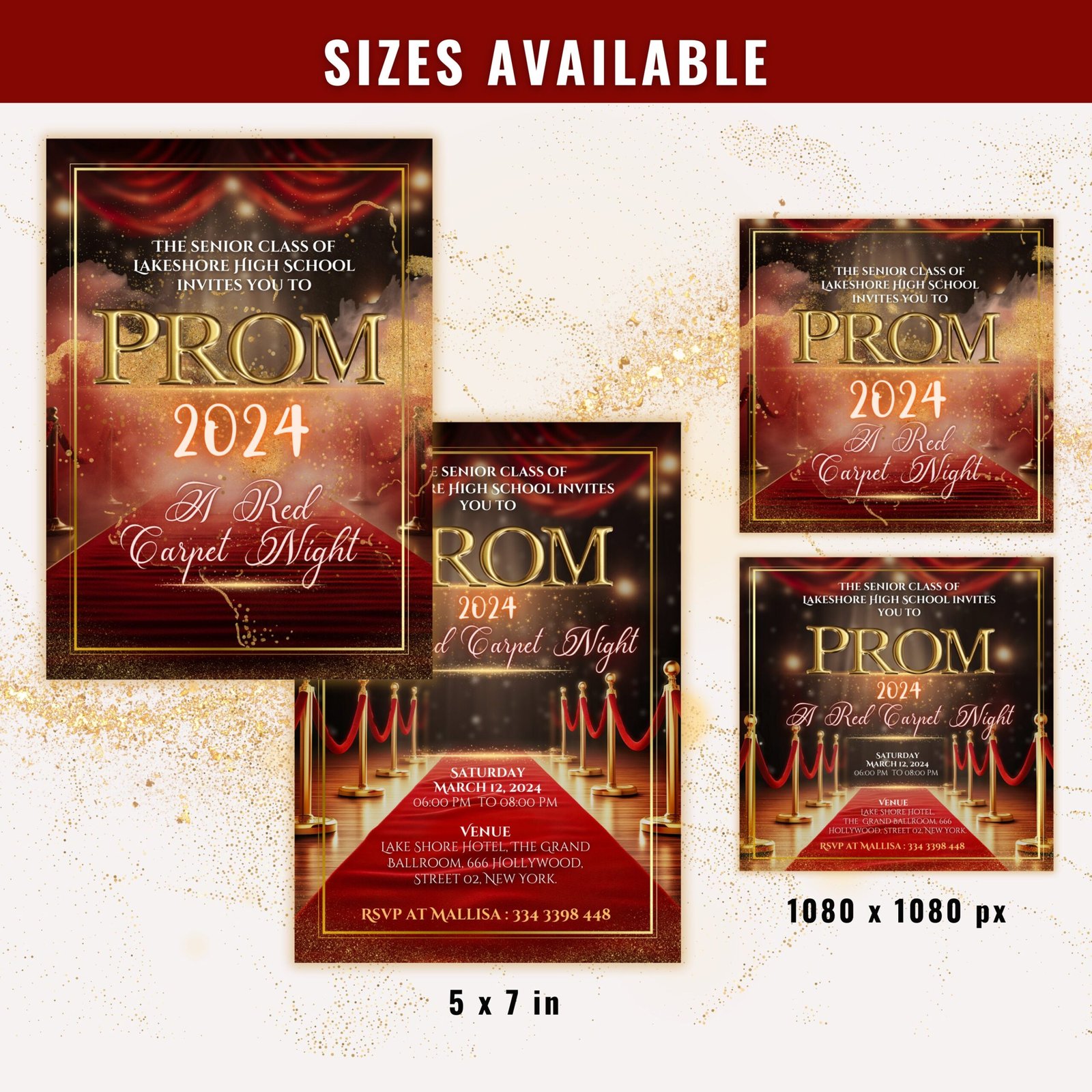 Prom Red Carpet Theme Flyer Prom Night Dance - Image 3