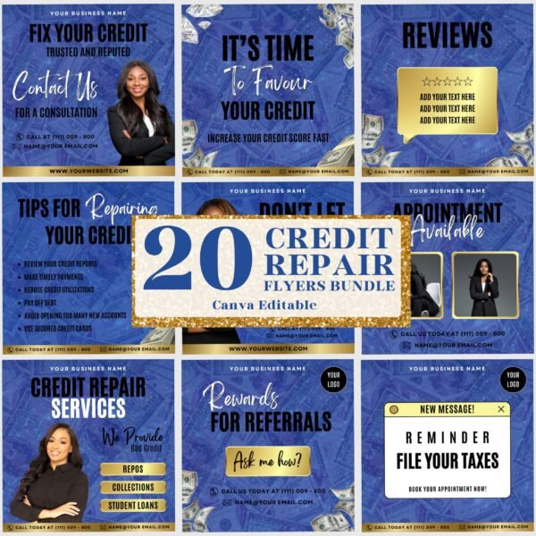 20 Credit Repair Credit Repair Bundle Instagram Templates