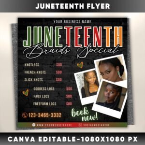 Juneteenth Sale Flyer Juneteenth Booking Flyer Hair Flyer