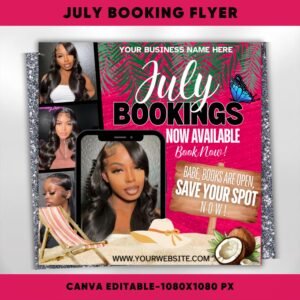 July Booking Flyer Hair Braiding Knotless Braids Flyer