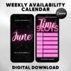 Weekly Availability Calendar Instagram Story Instagram Story Schedule